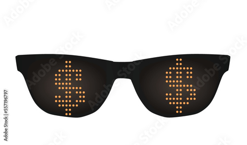 Black glasses with led light usd icon. vector