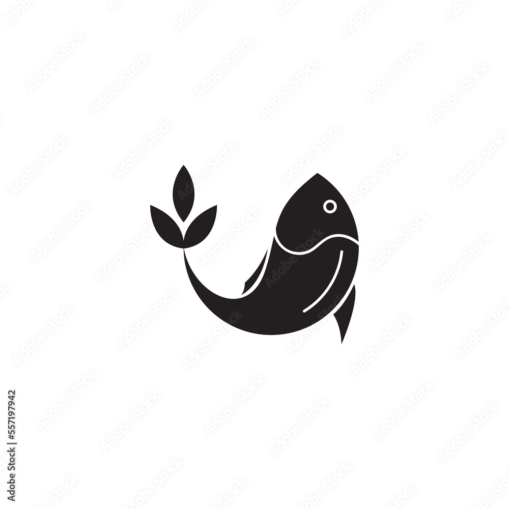 Obraz premium fish logo abstract natural design leaf vector illustration