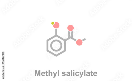 Stylized molecule icon of methyl salicylate.