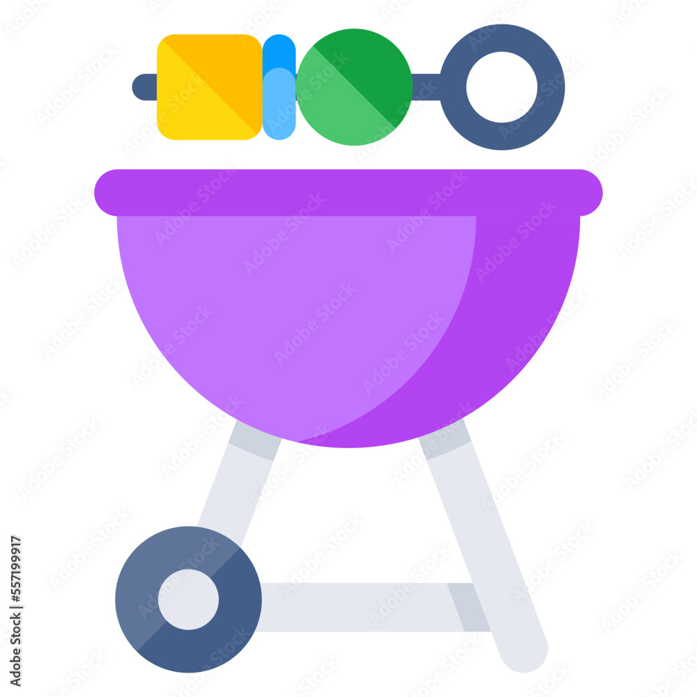 A flat design icon of bbq stove A flat design icon of bbq stove