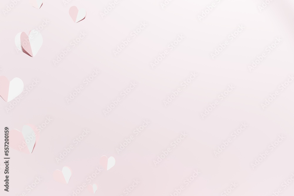 3d render of pastel pink hearts pattern on a pink background