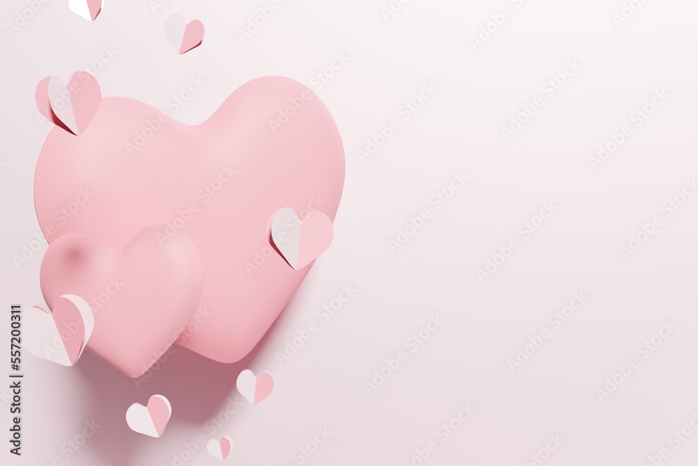 3d render of pastel pink hearts pattern on a pink background