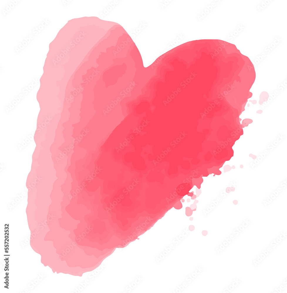 Hand drawn watercolor red heart. Love symbol icon