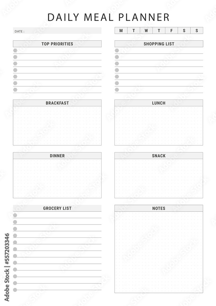 Planner Templates Daily Meal Planner Planner Templates Daily Meal Planner