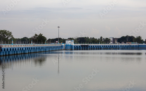 Kallanai (also known as the Grand Anicut) is an ancient dam that is built across the Kaveri river, Tamil Nadu photo