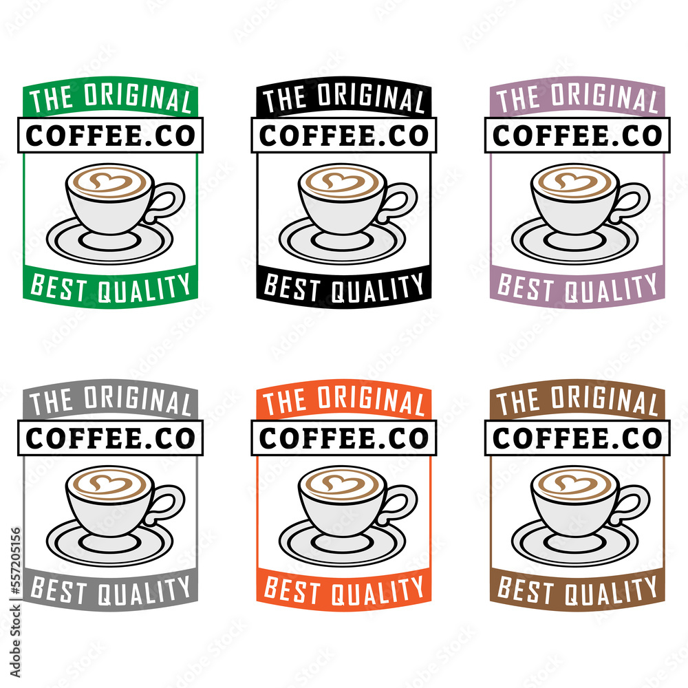 Colorful Coffee and Heart Icon with Text - Set 3 Colorful Coffee and Heart Icon with Text - Set 3