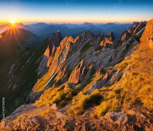 sunset over the mountains 