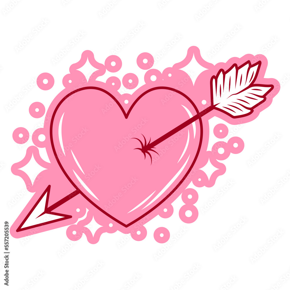 Valentine Heart Shoot with Arrow Clipart Design. Simple style and color. Good for icon Valentine Heart Shoot with Arrow Clipart Design. Simple style and color. Good for icon