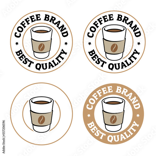 Colorful Round Paper Coffee Cup Icon with Text - Set 4