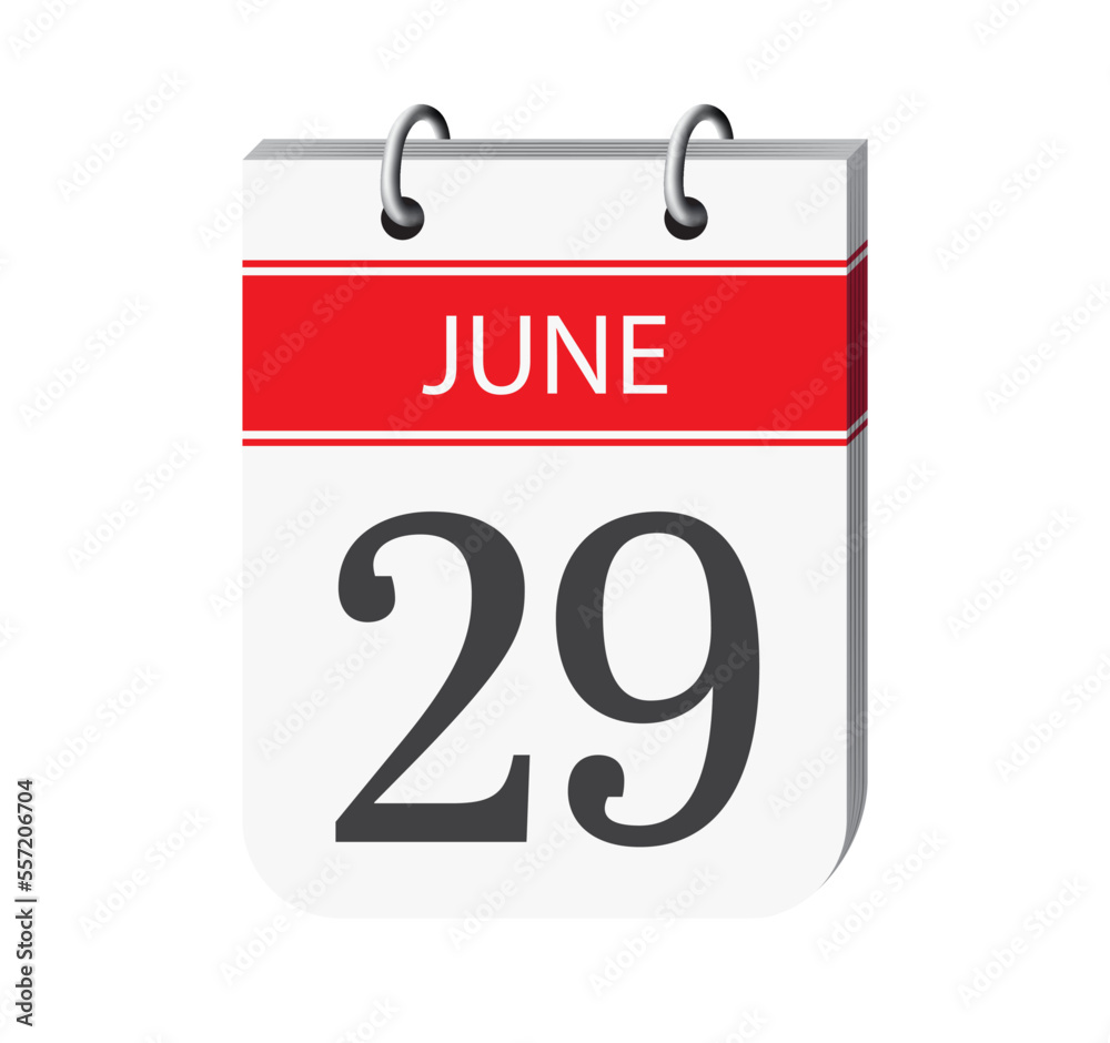 29 june calendar page vector. 3d one day calendar date appointment, deadline, event reminder illustration. Abstract three dimensional daily date calendar.
29 june calendar page vector. 3d one day calendar date appointment, deadline, event reminder illustration. Abstract three dimensional daily date calendar.