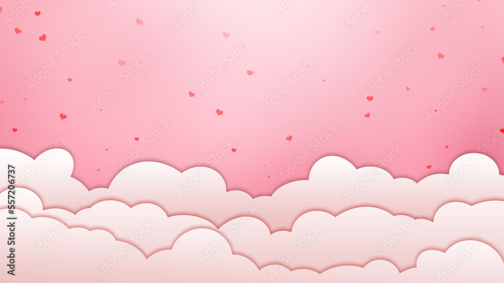 valentine day background with cloud and particle love pink