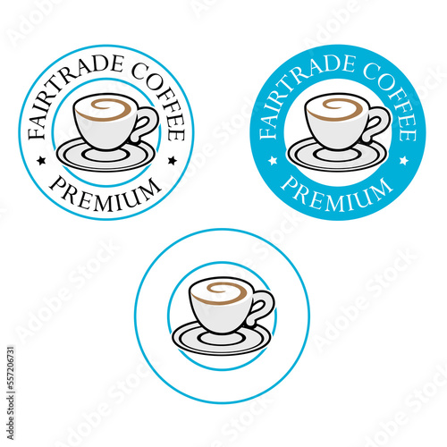 Colorful Round Swirly Coffee Cup Icon with Text - Set 9