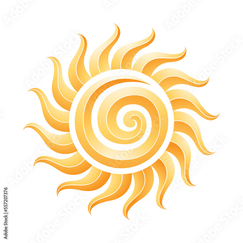 Curvy Yellow Embossed Spiral Sun Icon