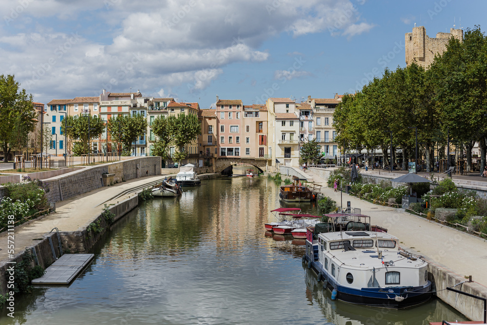 Canal with boats in the city, France