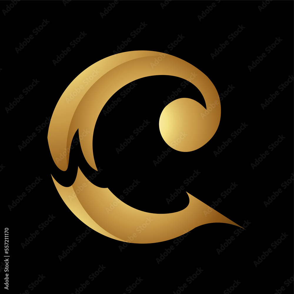 Golden Letter C Symbol on a Black Background - Icon 7