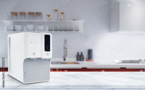 Modern technology water purifier. New water cooler format. Technological design..