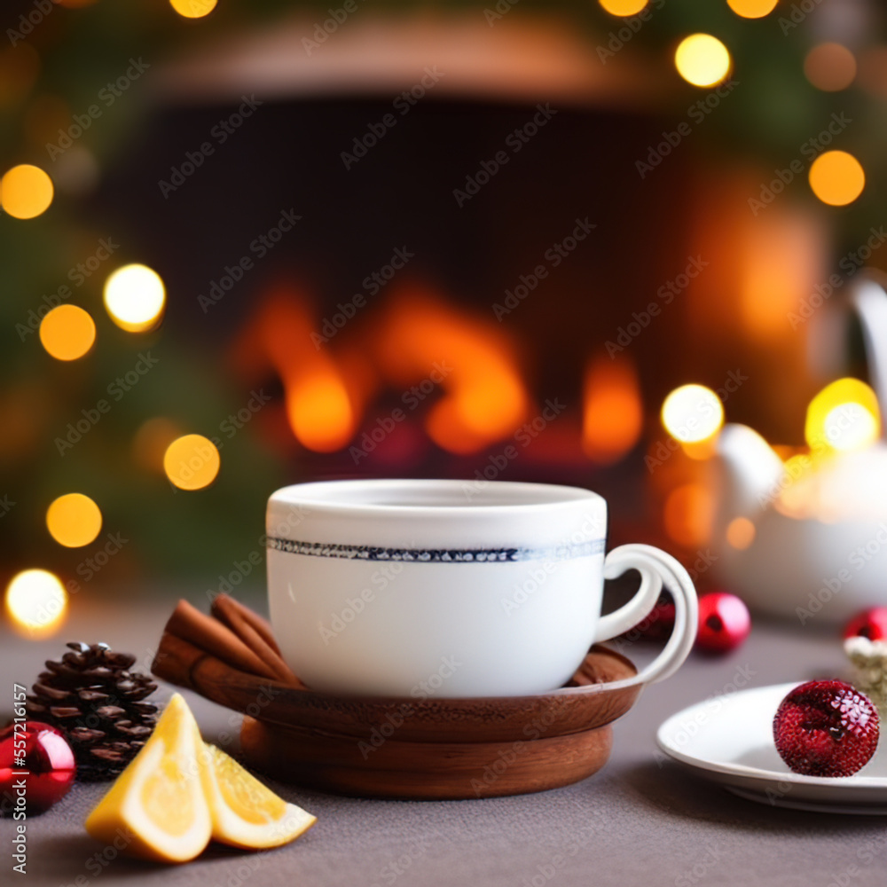 Fototapeta premium cup of tea with fruits and spices