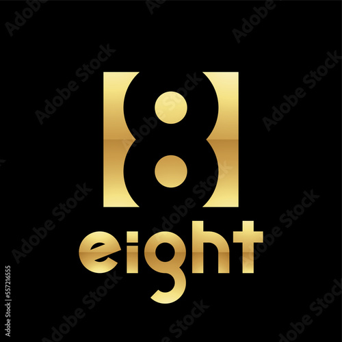 Golden Symbol for Number 8 on a Black Background - Icon 1