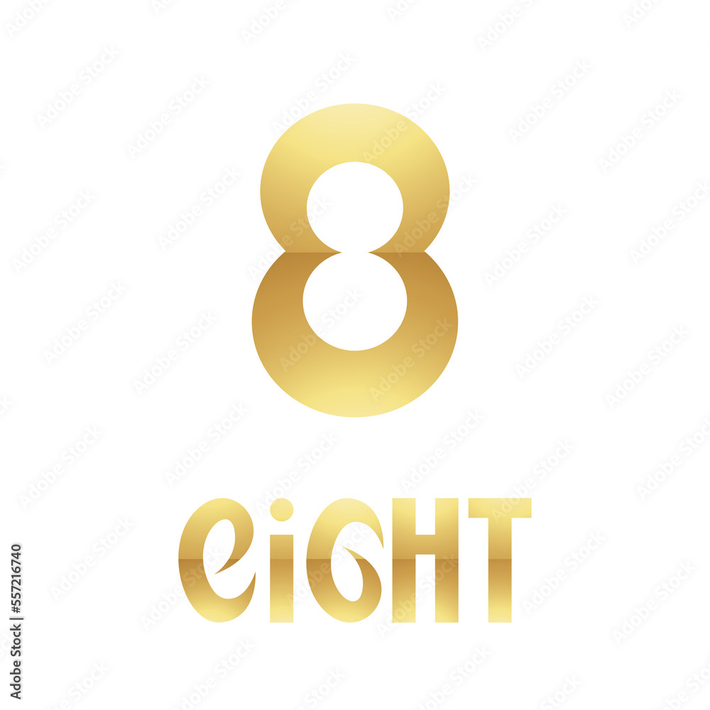 Golden Symbol for Number 8 on a White Background - Icon 5 Golden Symbol for Number 8 on a White Background - Icon 5