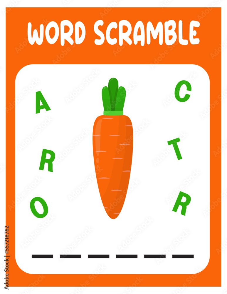 Carrot Word scramble . Educational game for kids. English language ...