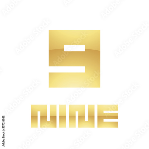 Golden Symbol for Number 9 on a White Background - Icon 9