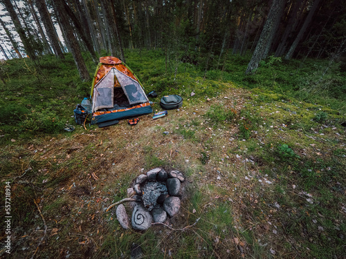 camping in the forest