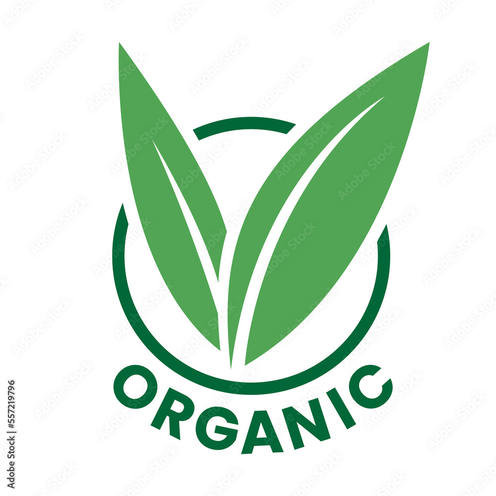 Organic Round Icon with Green Leaves and Dark Green Text - Icon 8