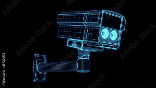 3d rendering illustration Modern CCTV camera concept for future technology element background business screen