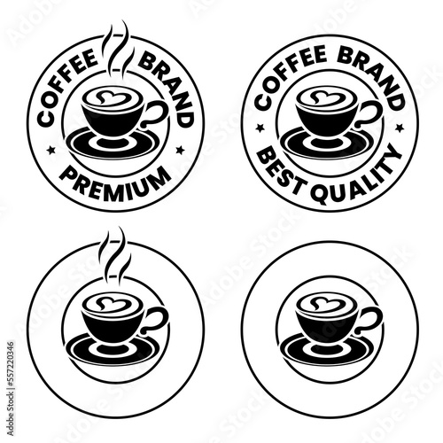 Round Coffee and Heart Icon with Text - Set 10
