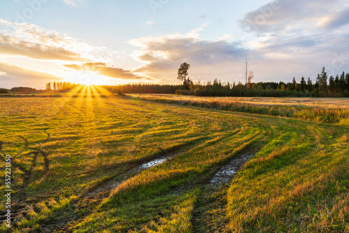 sunset over the field. Jakobstad Pietarsaari  Finland