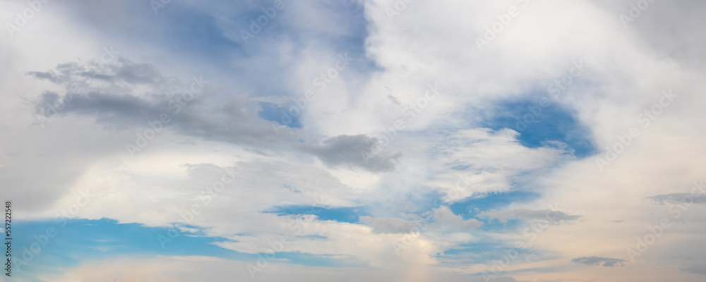 Fototapeta premium White and gray clouds cover the blue sky