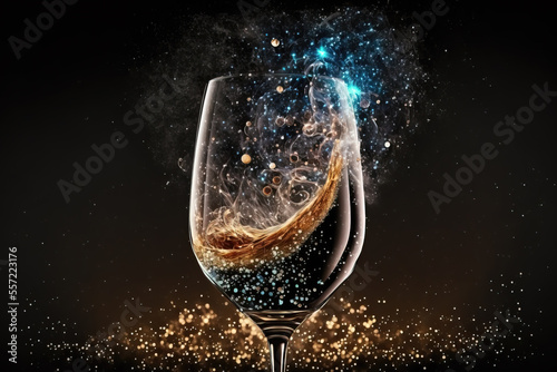 champagne in glass. sketch art for artist creativity and inspiration. generative AI	