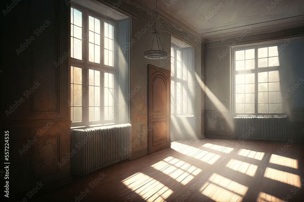 Obraz premium sunrays falling into apartment