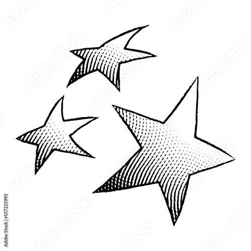 Scratchboard Engraved Icon of Stars