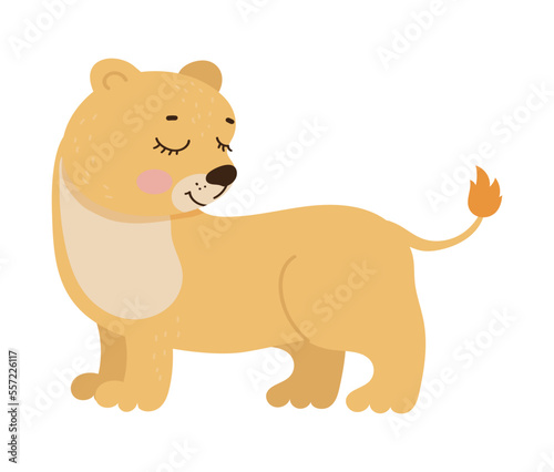 Cute cartoon illustration of lioness.
