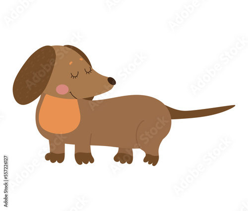 Cute cartoon illustration of dachshund.