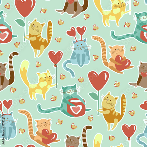 Nice Kitties with Love Symbols