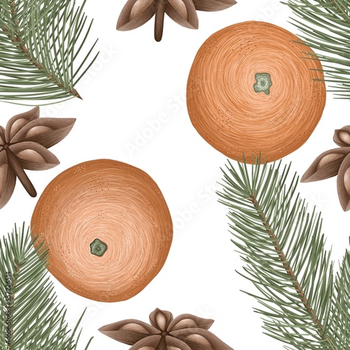 Christmas/winter seamless pattern with seasonings.