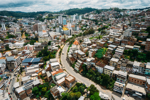 Fototapeta Naklejka Na Ścianę i Meble -  Panoramic aerial drone view of Manhuacu in Minas Gerais, Brazil
