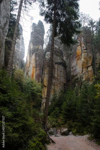 A romantic view of mountain forms, beautiful rocks, rock shapes, phenomenal limestone that create interesting corridors and anomalies. Rock Town nature reserve in the Czech Republic © PeterG