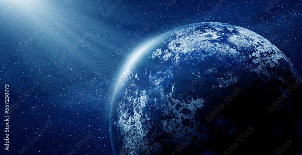 Fototapeta premium Planet from the space at night, 3d render