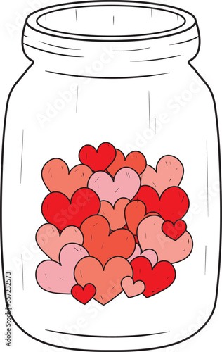 Jar of hearts vector illustration