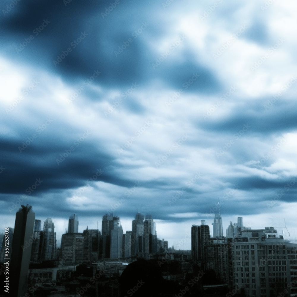 A.I. generated picture of clouds over city