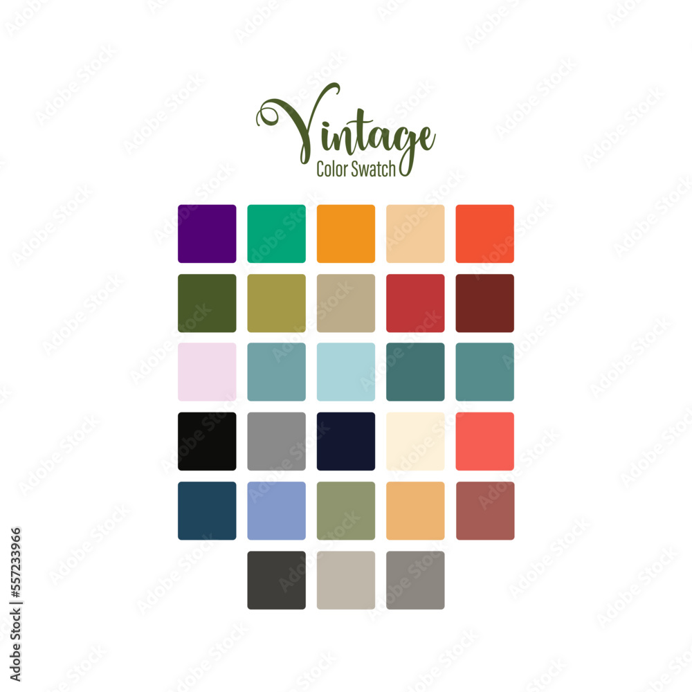 Vecteur Stock Vector vintage color palette set catalog samples in rgb hex.  new fashion color trend. example of a color. | Adobe Stock