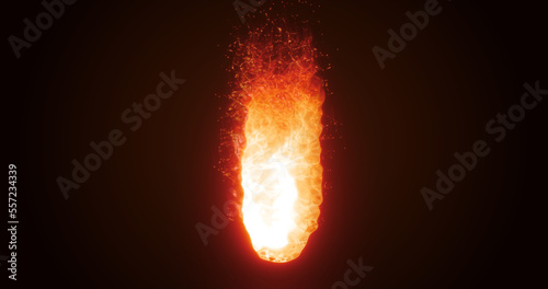 Abstract orange flame, bonfire glowing with bright fire on a dark background. Abstract background