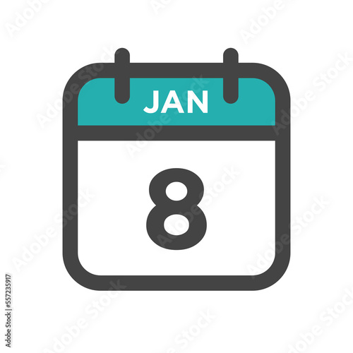 January 8 Calendar Day or Calender Date for Deadlines or Appointment