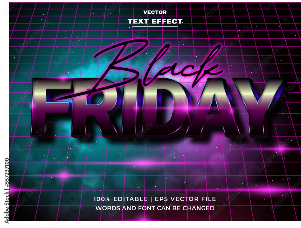 Black Friday 3D editable Text Effect Retro Style