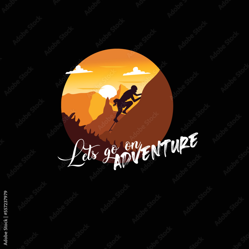 Adventure at the mountain graphic artwork for t shirt.