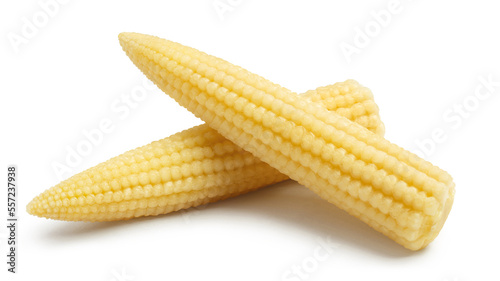 Delicious baby corn, isolated on white background