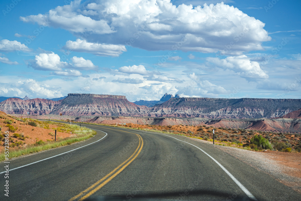 driving on highway in the desert of utah